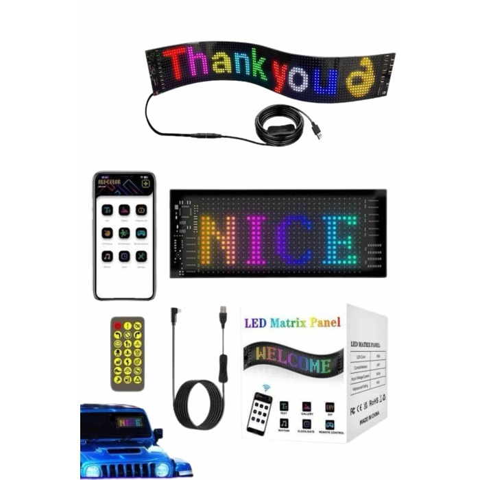 Led Ekran Matrix Panel En Büyük Boy 16X96 Araba Yazısı 19.2x89.8 cm