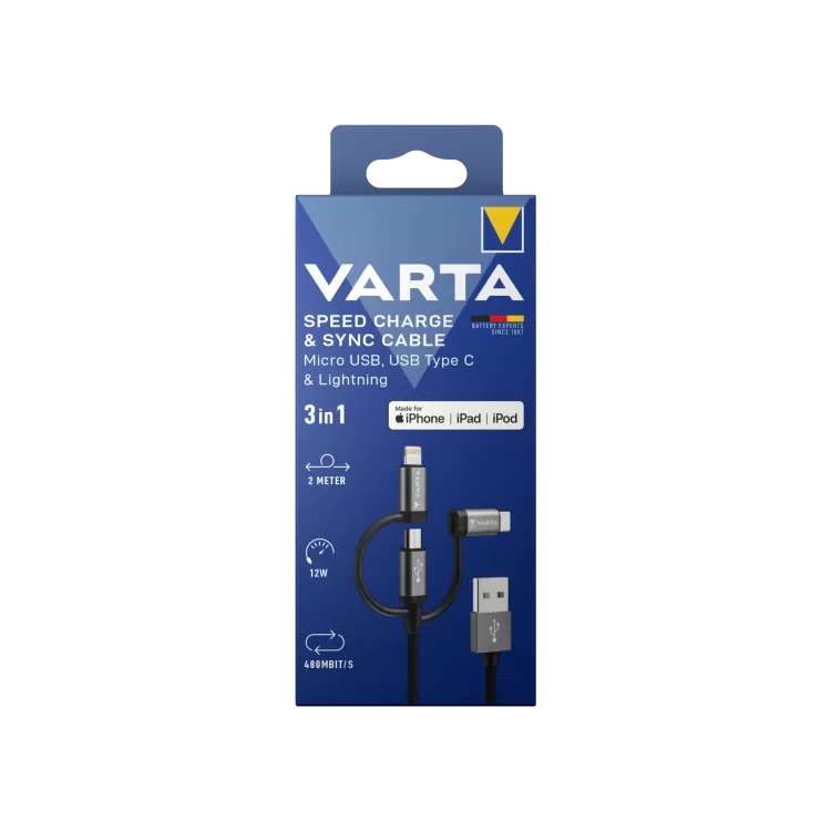 Varta VARTA Şarj Kablosu 2m 3IN1 Şarj Kabloları 9229061600