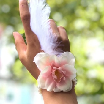 Bride to be Gelin Bilekliği Tüy ve İnci Boncuk Somon Renkli Bekarlığa Veda Partisi Bilekliği 10 Adet