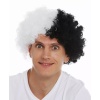 Siyah Beyaz Kıvırcık Afro Bonus Taraftar Peruğu