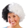 Siyah Beyaz Kıvırcık Afro Bonus Taraftar Peruğu
