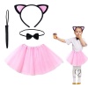 Pembe Renk Kedi Kostüm Seti - Tütü, Taç, Papyon, Kuyruk