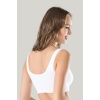 Kadın Beyaz Kalın Askılı Çıkarılabilir Pedli Örme Seamless Dikişsiz Basic Büstiyer