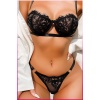 Kadın Siyah Dantelli Balenli Sütyen Külot Takım
