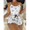 Beyaz Kalp Desen Detaylı 2Lİ Pijama Takımı