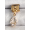 BFS 316L Çelik Gold Renk Sallantı Zirkon Taşlı Damla Model Nomination Charm