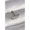 BFS 316L Çelik Gümüş Renk Dal Model Zirkon Taş Detaylı Tragus Piercing