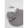 BFS   Bistyle 2Li Sneakers Smile Penye Çorap BS20106 Gri Ekru