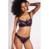 Golshan Giselle Mini Slip, Kadın Güpürlü Saten Mor Külot