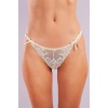 Golshan Giselle Mini String, Kadın Güpürlü Saten Ekru String Külot