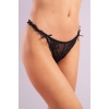 Golshan Giselle Mini String, Kadın Güpürlü Saten Siyah String Külot