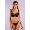 Golshan Giselle Mini String, Kadın Güpürlü Saten Siyah String Külot