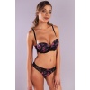 Golshan Gardenia Mini Slip, Kadın Dantelli Çiçek Baskılı Siyah Normal Bel Külot