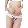 Golshan Gardenia Mini Slip, Kadın Dantelli Çiçek Baskılı Ekru Normal Bel Külot