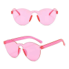 BFS  Sert Mika Oval Şekilli Çerçevesiz Pembe Gözlük Retro Parti 5x14 cm