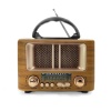 BUFFER® Küçük Mini Boy Retro Ahşap Tasarım Bluetooth Hoparlörlü Radyo – FM/AM Destekli, Şarjlı ve Taşınabilir Radyo NS-8108