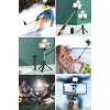 BUFFER® Kendiliğinden Işıklı Masaüstü Tripod Olabilen Telefon Tutuculu Kablosuz Kumandalı Selfie Çubuğu