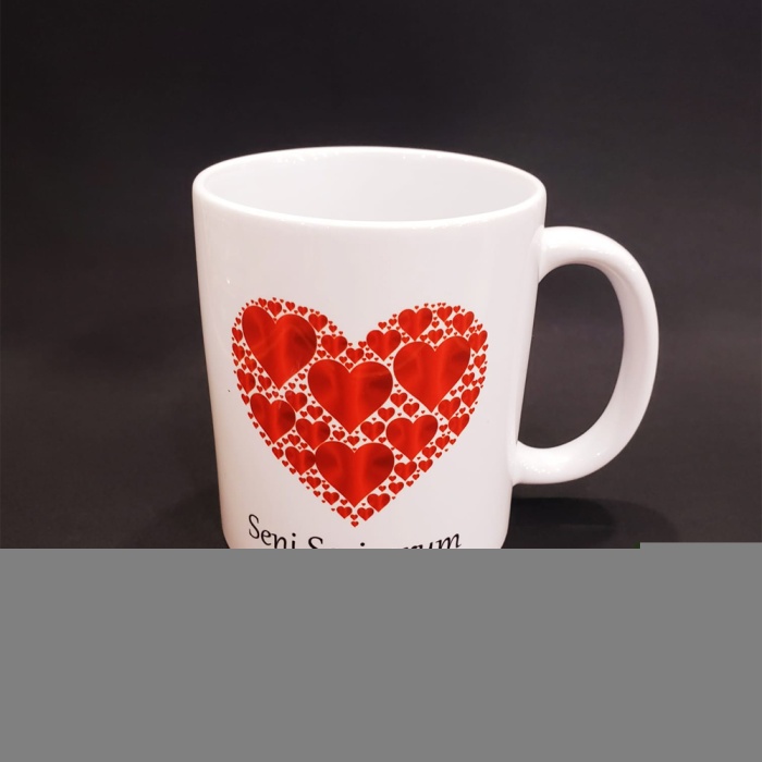 Kalpli Seni Seviyorum Baskılı Kupa Bardak