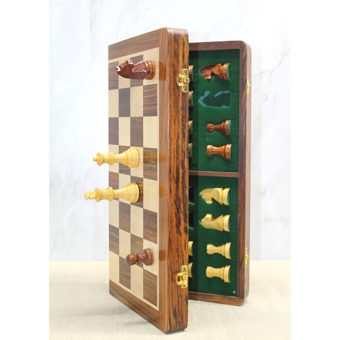 Mıknatıs Taşlı Ahşap Katlanabilir Kutulu Satranç Oyunu 40 Cm