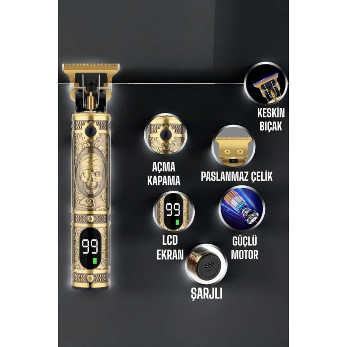 Tıraş Makinesi Çizik Tıraş Paslanmaz Çelik Uzun Ömürlü Şarjlı