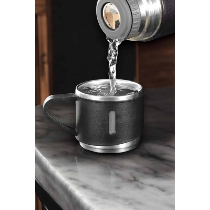 Şık ve Dayanıklı 3 Bardaklı Termos Seti Uzun Süre Isı Koruma Özellikli