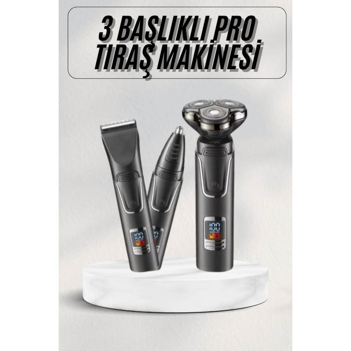 Yüksek Performanslı 3 Başlıklı Profesyonel Şarjlı Islak ve Kuru Kullanıma Uygun