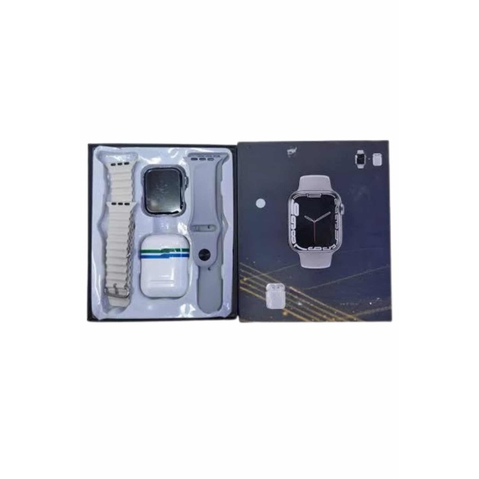 Yeni Nesil Akıllı Saat Ve Kulaklık Seti Gümüş Kasa Zarif Tasarım Çok Fonksiyonlu