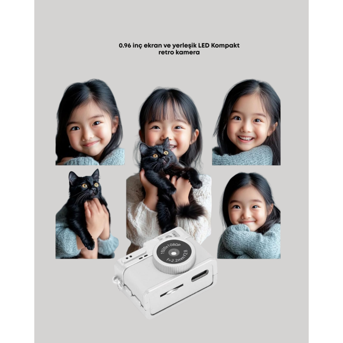 Taşınabilir Cep Boy Dijital Kamera LED Işıklı 1080P Video Çekim