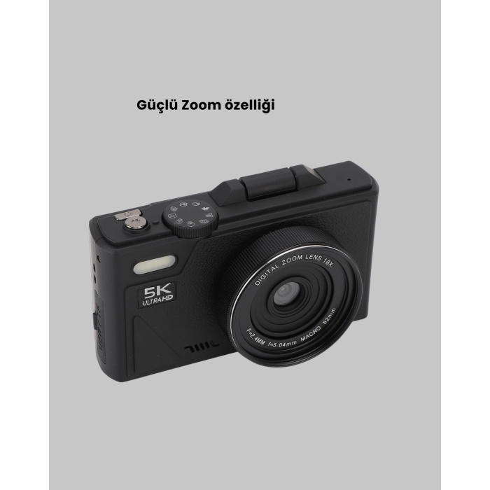 Taşınabilir Dijital Kamera 5K 75MP Stabilizasyonlu 18x Zoom Otofokus