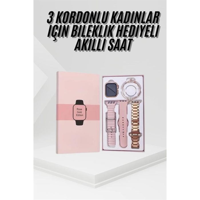 Yeni Nesil Kadın Akıllı Saat Rose Gold Android ve İos Uyumlu