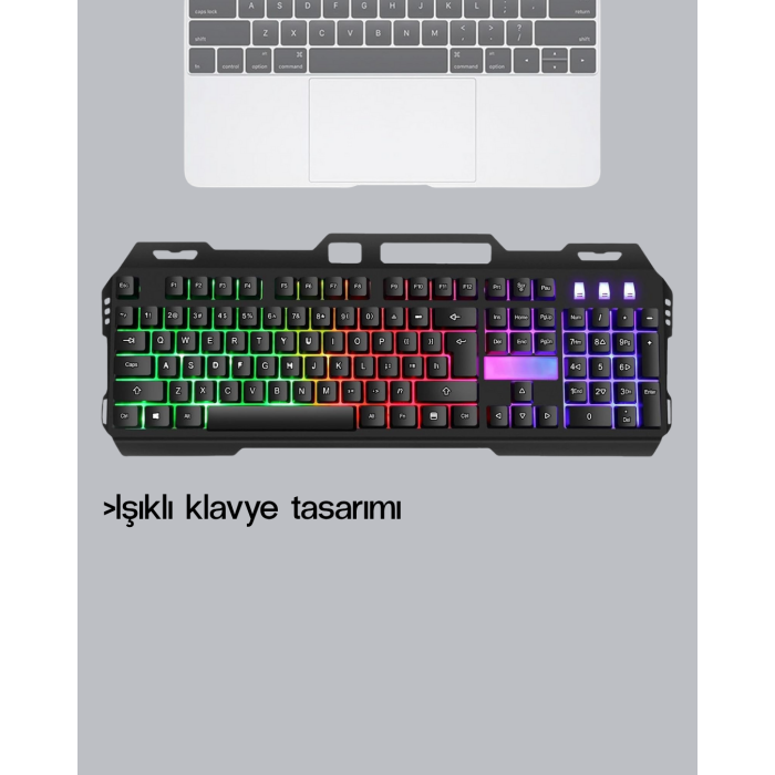 Profesyonel Oyuncu Klavye Mouse Seti – RGB Işıklı, Türkçe Q, DPI Ayarlı, Dayanıklı Gövde