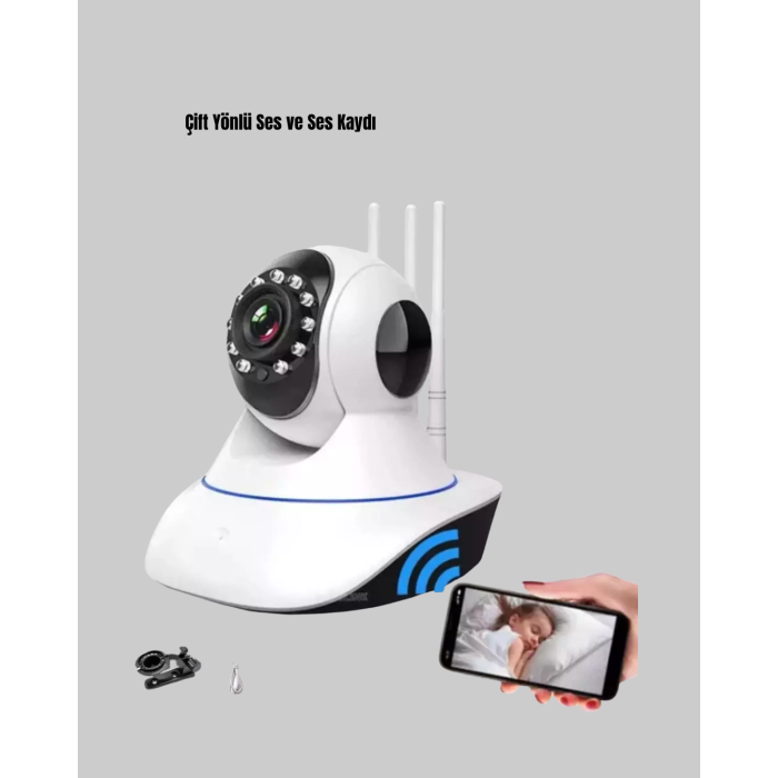 Full HD Akıllı IP Kamera – Gece Görüşlü, Hareket Sensörlü, Çift Yönlü Ses ve Online Kayıt Özellikli
