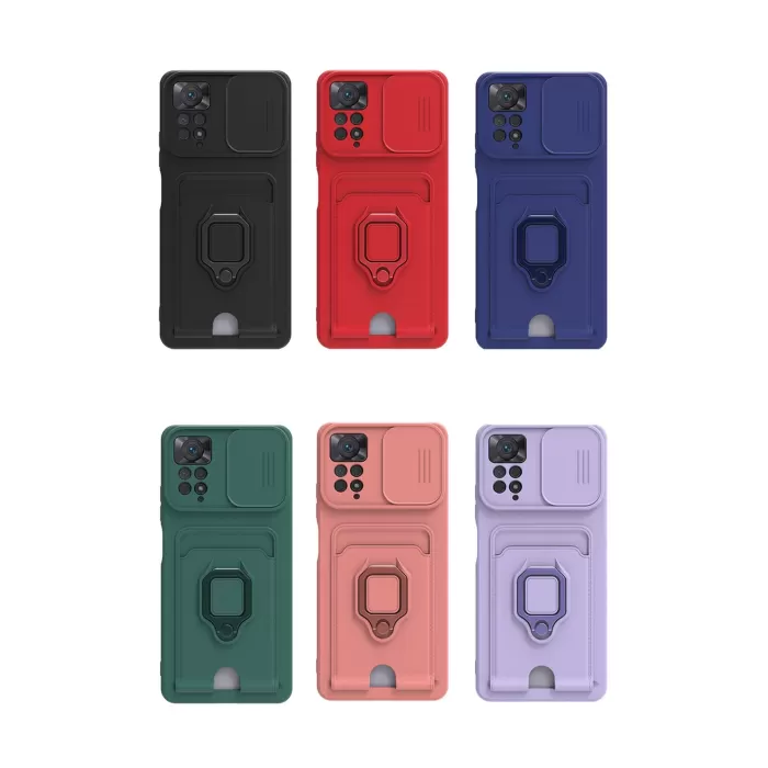 Newface Xiaomi Redmi Note 12 Pro 4G Kılıf Zuma Kartvizitli Yüzüklü Silikon - Kırmızı