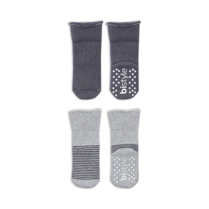 2Li Çemberli Kaymaz Havlu Soket Çorap 10503 Gri-Antrasit