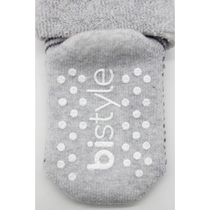 2Li Çemberli Kaymaz Havlu Soket Çorap 10503 Gri-Antrasit