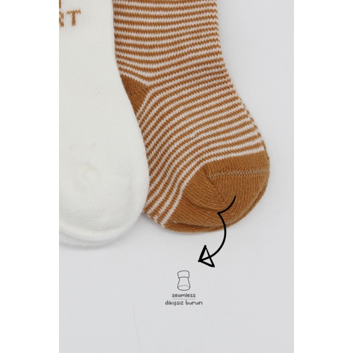 2Li Big Heart Penye Soket Çorap 10117 Hardal