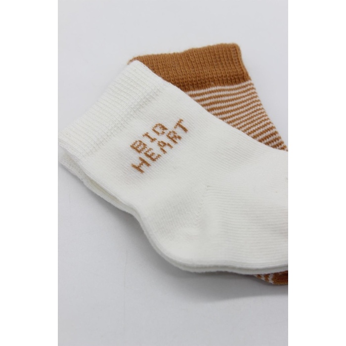 2Li Big Heart Penye Soket Çorap 10117 Hardal