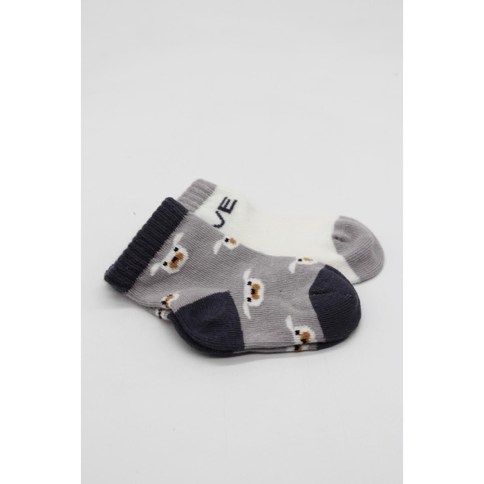 2Li Love Dog Penye Soket Çorap 10118 Gri