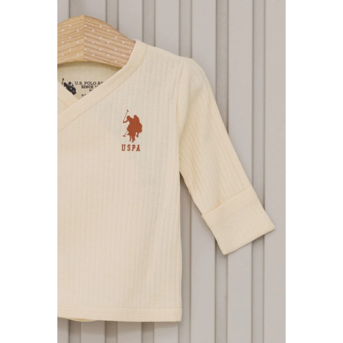 U.S.Polo Kız Bebek 5Li Zıbın Seti USB2107 Krem