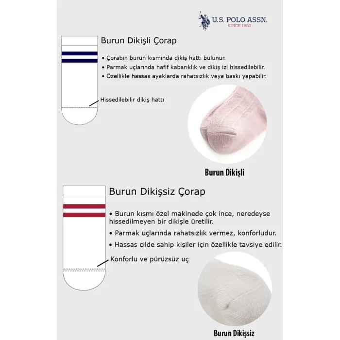 U.S.Polo Kız Bebek Çorap USB2208 Pudra Ekru Somon