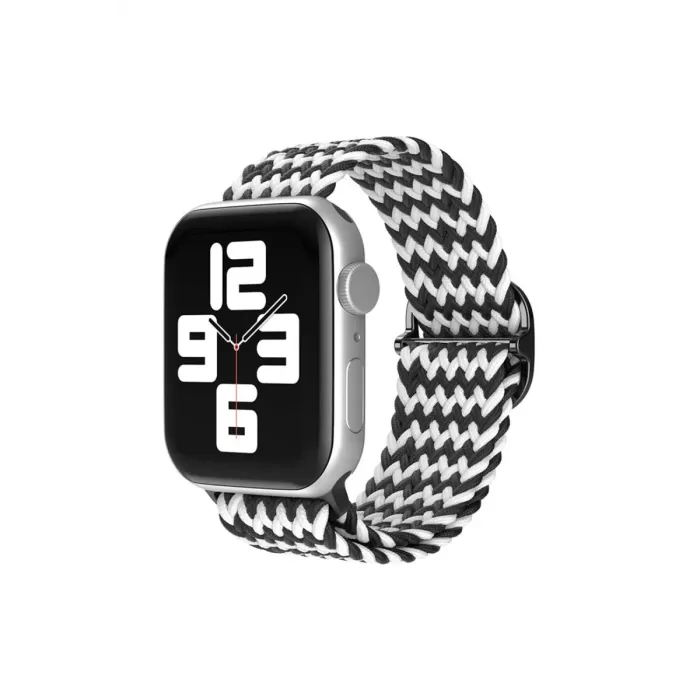 Newface Apple Watch 38mm Star Kordon - Zigzag Siyah-Beyaz