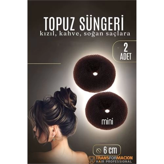 BFS  KAHVE Mini Saç Topuz Süngeri  2 ADET 6 CM Çap 2.5 cm Kalınlık