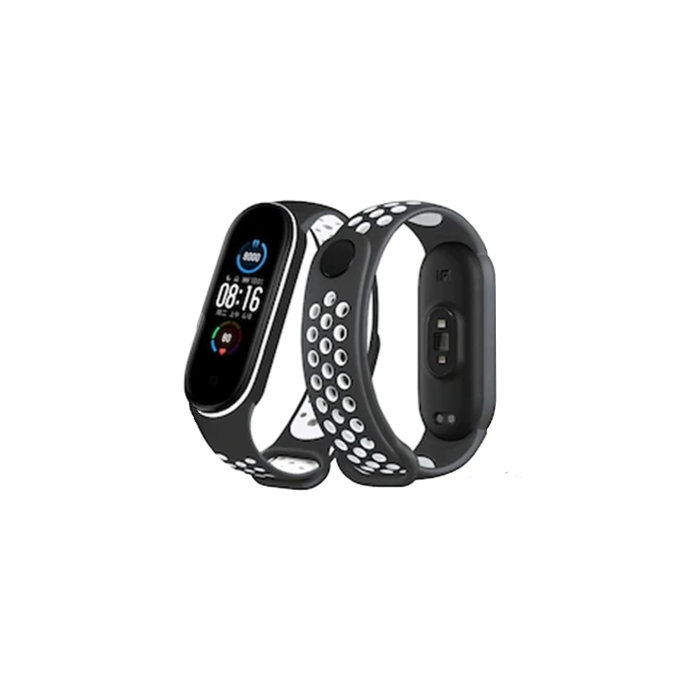 BFS  Xiaomi Mi Band 4 Spor Delikli Kordon - Siyah-Beyaz