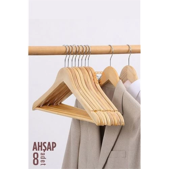BFS Elbise Askısı Natural Ahşap 8 ADET