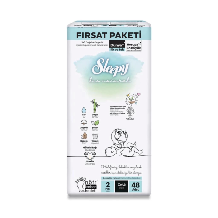 BFS   Sleepy Bio Natural Bebek Bezi Fırsat Paketi 2 Beden 48 Adet