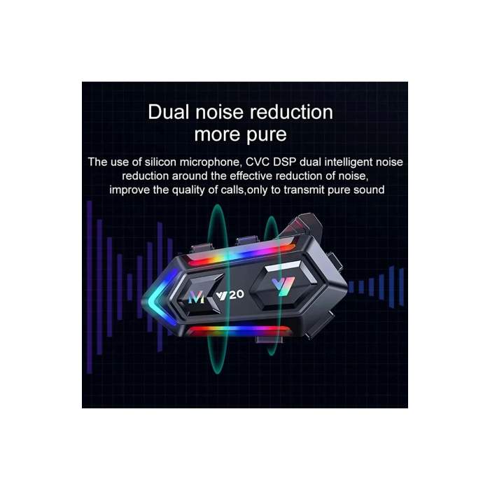 Y20 Motor Kurye Kask Kulaklık Rgb Modlu Bluetooth Motosiklet Kulaklık 5.3 Bluetooth Interkom