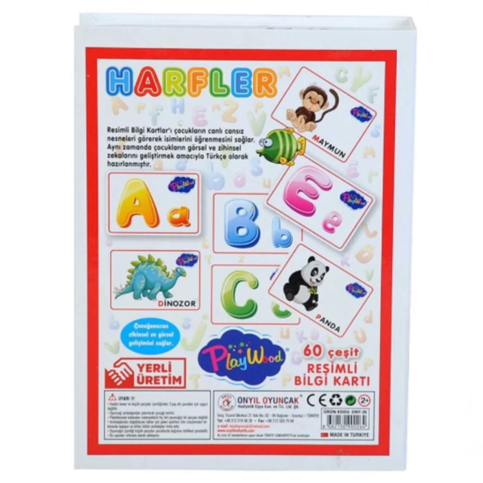 BFS   Playwood Eğitici Resimli Bilgi Kartı Harfler