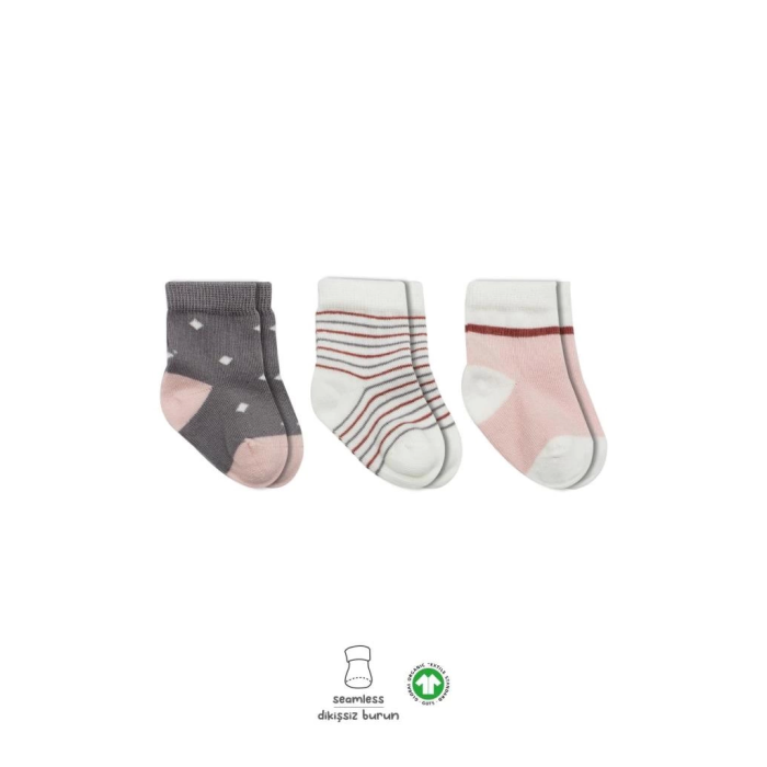 BFS   Bistyle 3Lü Penye Kız Soket Çorap BS10112 Gri