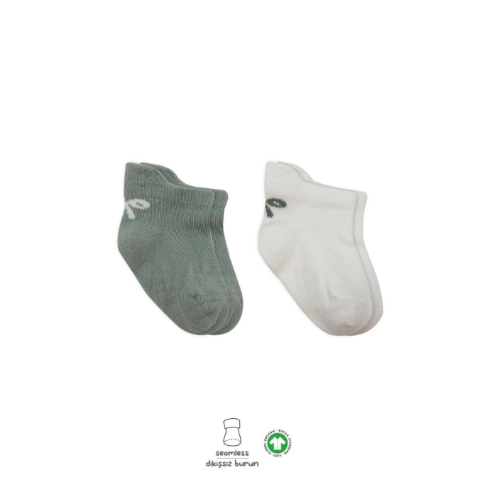 BFS   Bistyle 2Li Sneakers Smile Penye Çorap BS20106 Nil Ekru