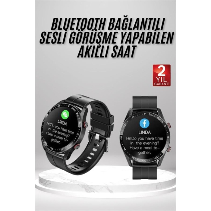 Akıllı Saat Amoled Ekran Metal Ve Deri Kordonlu Uyku ve Sağlık Takibi Titreşimli
